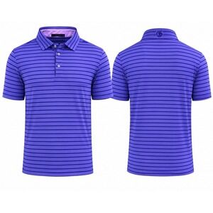 GREYSON Golf Polo Performance Shirt Mens XL  LAVENDER STRIPE Wolf Logo